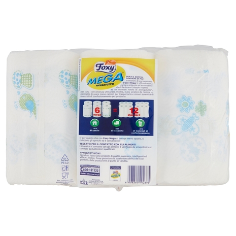 Foxy Mega Asciugatutto 2 veli decorato 6 maxi rotoli